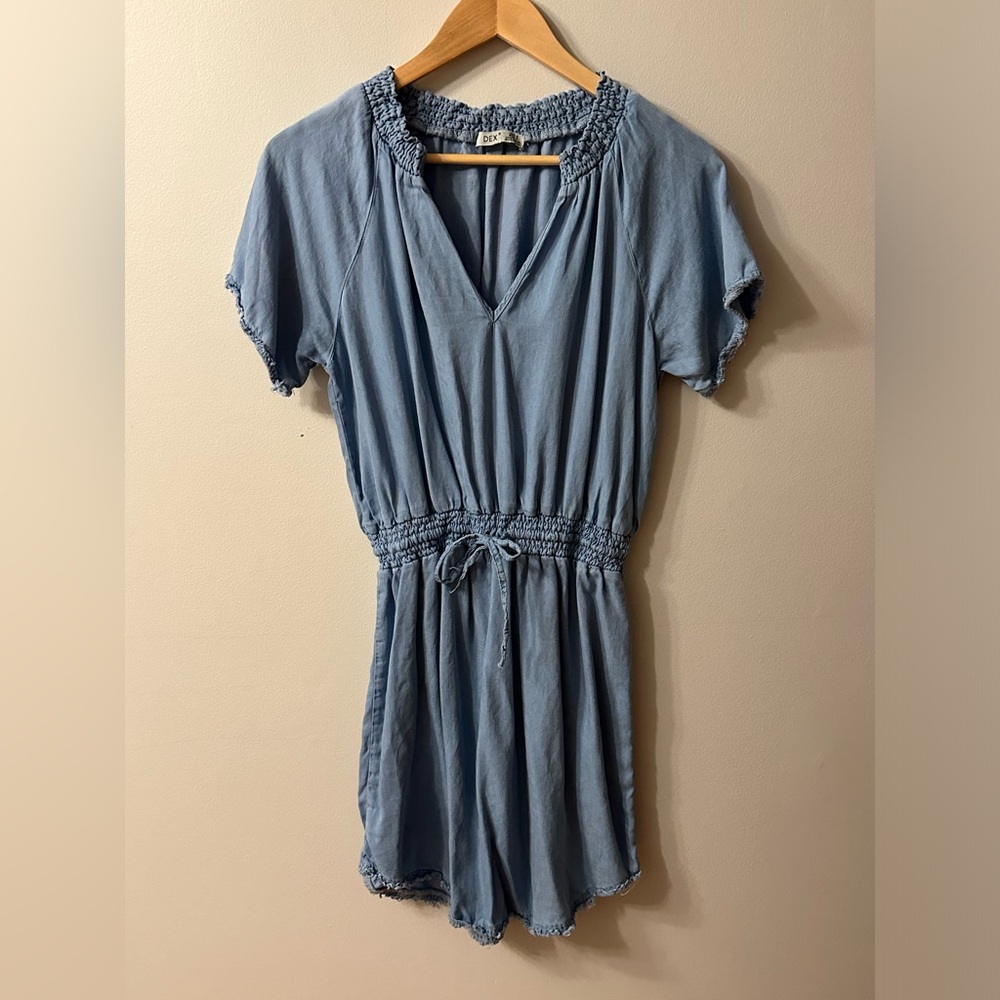 Dex light distressed denim dress size s